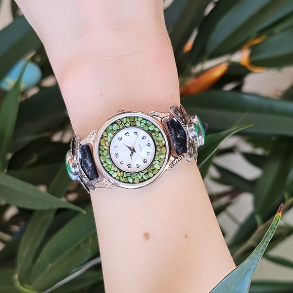 Vintage Western Gemstone Concho Watch Bracelet - Picture 13 of 17